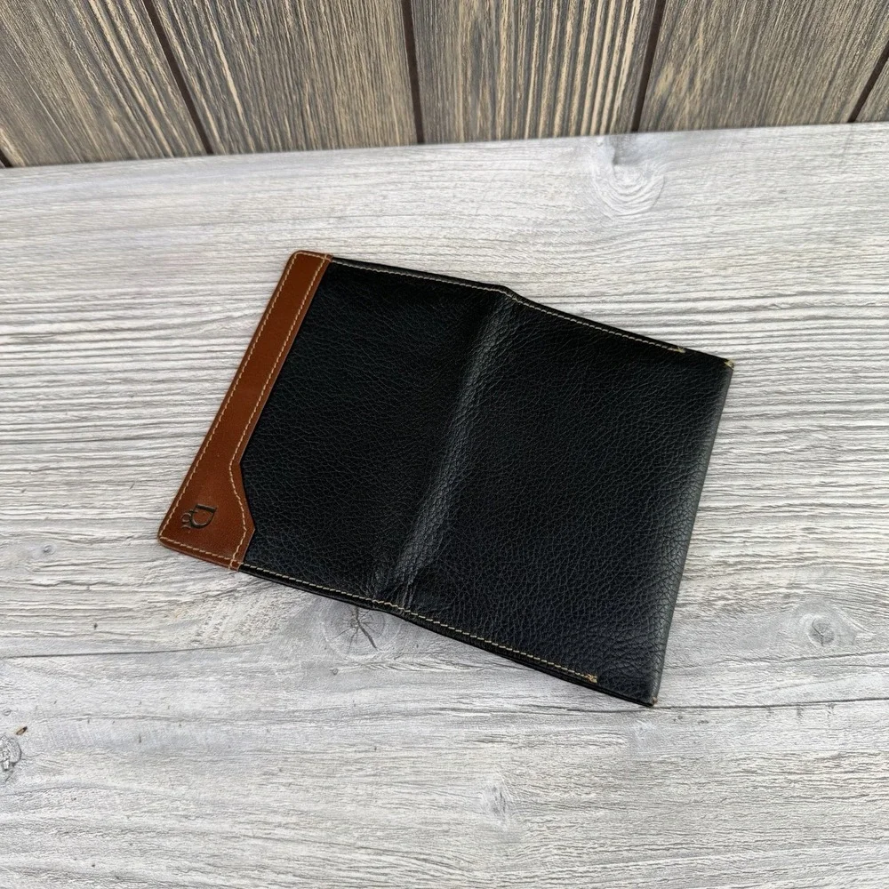 Vintage Christian Dior Leather Checkbook Cover Wallet Black Brown ID Holder